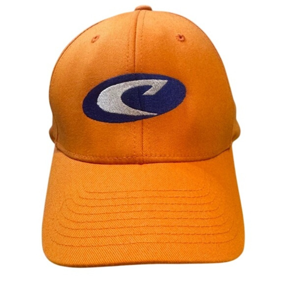 Flexfit Yupoong Orange Baseball Cap Oval C Logo Embroidered Hat S-M
